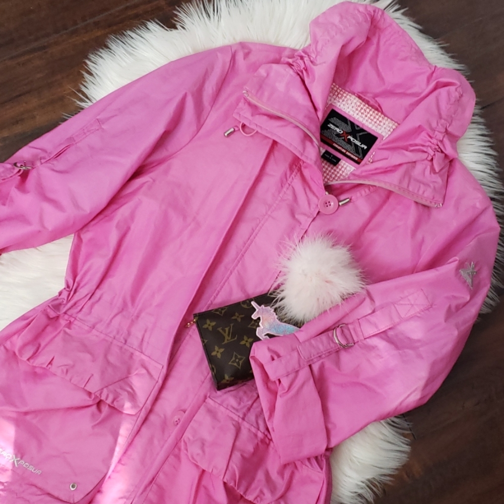 Zeroxsposur rain coat, pink windbreaker